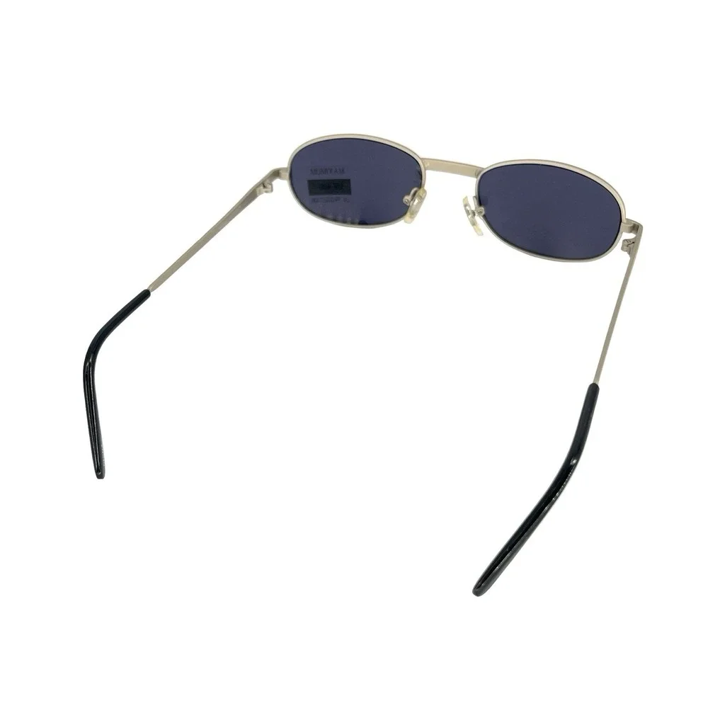 Deziner Wholesale LLC Oval Metal Sunglasses Silver Frame Blue Lens UV400